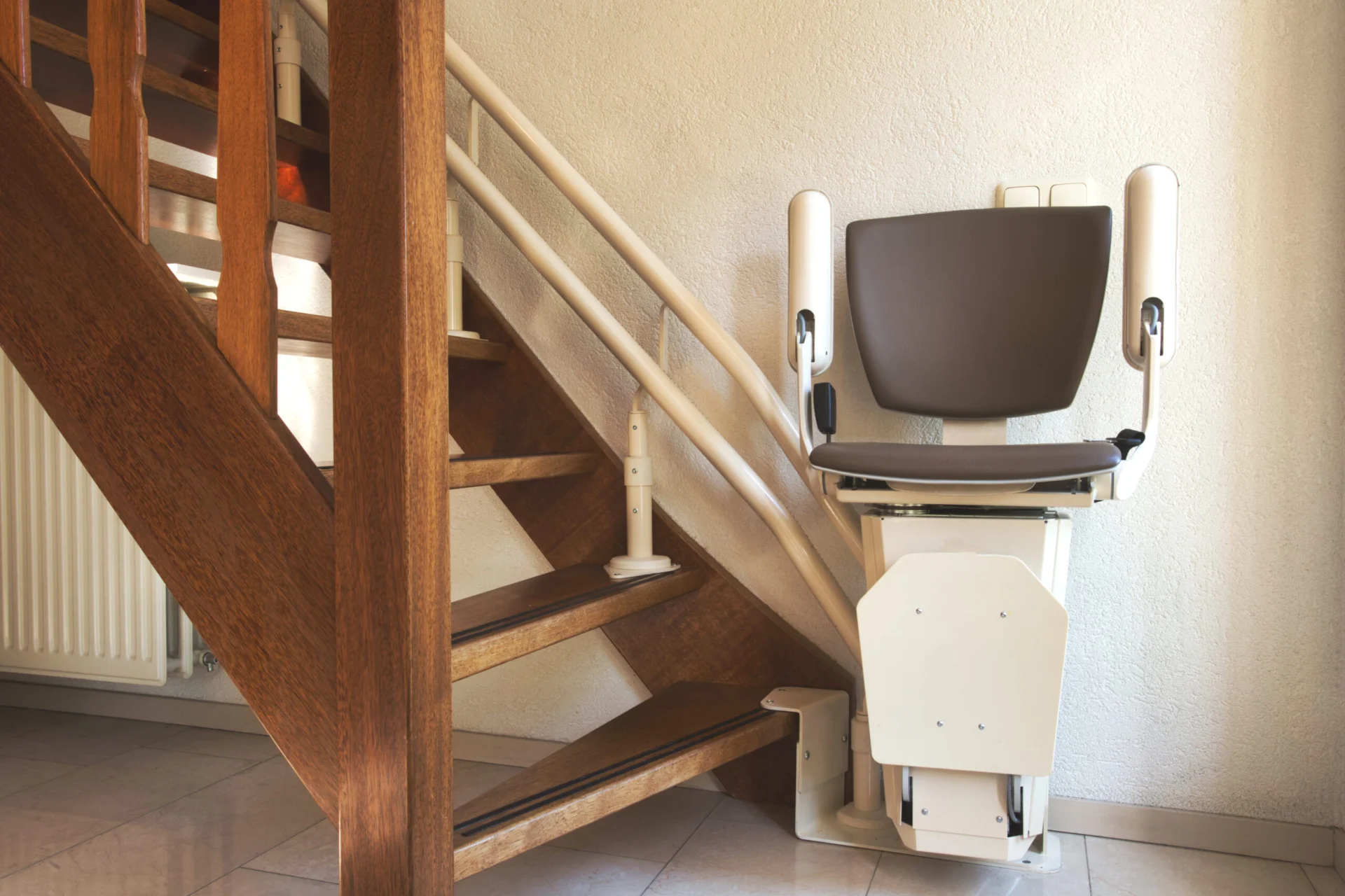Automatic Stairlift On Staircase For Elderly Or Disability In A House,